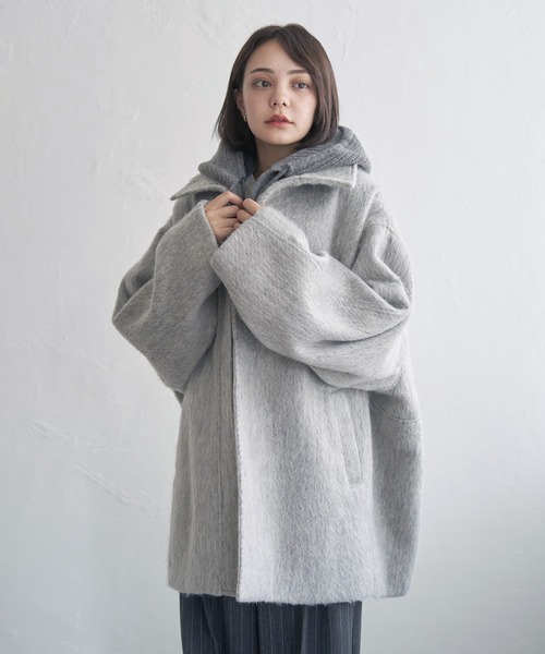 セール】【 notch.by yui 】シャギースタンドカラーコート（ブルゾン