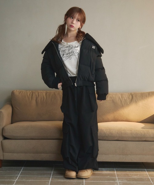 TITTY&CO.（ティティーアンドコー）の「襟ボアキルティングダウン