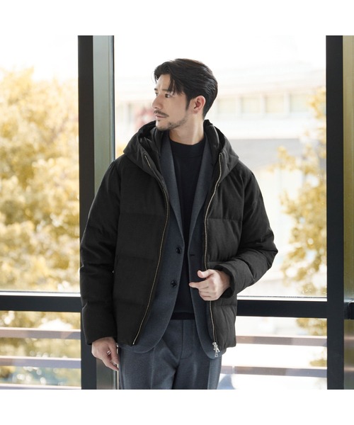 WEB限定 WARDROBE SMART】LANATEC フード ダウンジャケット（ダウン