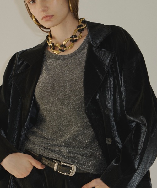 yae（ヤエ）の「Clash leather like jacket / クラッシュレザーライク