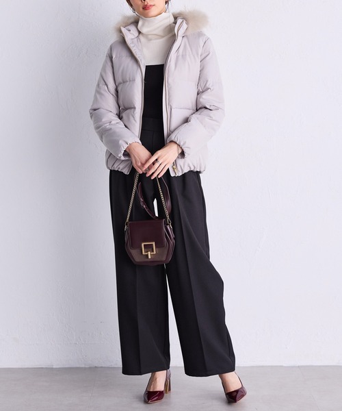 セール】リアルファー付ショート丈ダウンコート（ダウンジャケット