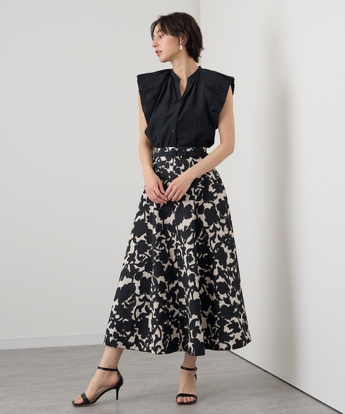 ANAYI（アナイ）の「リネンライクフラワープリントフレア スカート