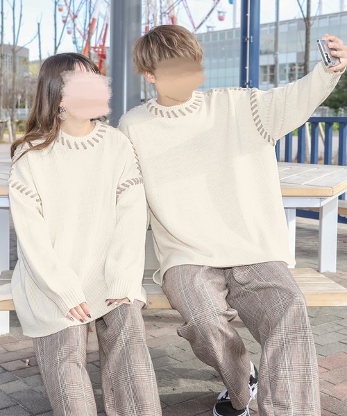 PairPair（ペアペア）の「デザインステッチニット(ユニセックス
