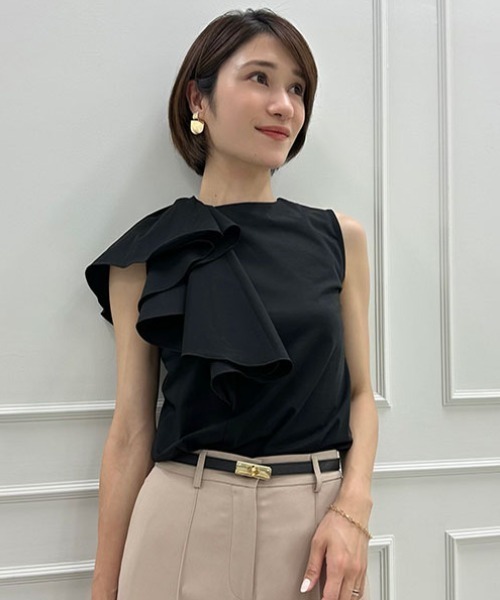 アシメフリルカットトップス（Tシャツ/カットソー）｜anuans（ア