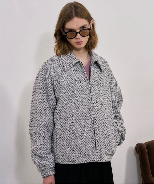 セール】【BLAYMORE】Herringbone Zip Up Blouson / ヘリンボーン