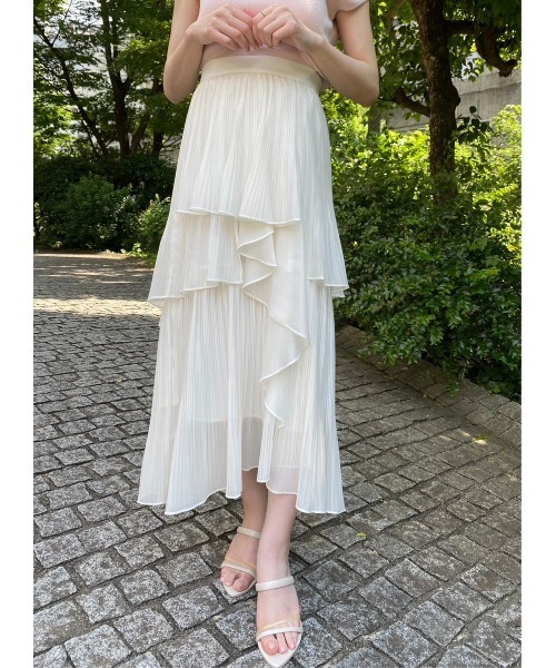 SNIDEL（スナイデル）の「ストレートプリーツティアードスカート