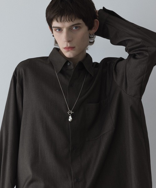 loose basic oversize shirt - TR wool / ルーズベーシックオーバー