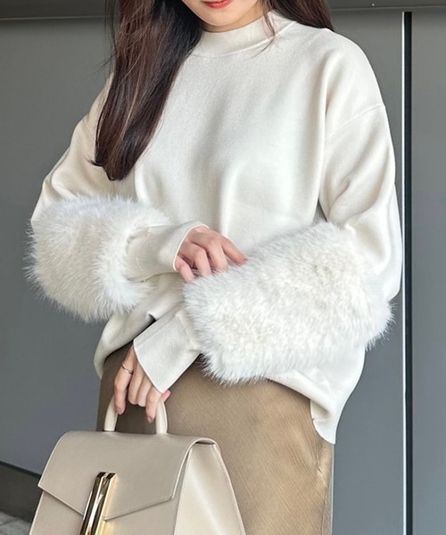 セール】スリーブファーニット（ニット/セーター）｜anuans（ア