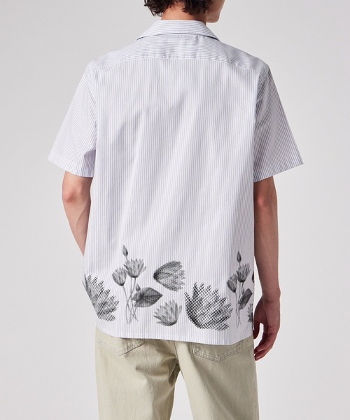 Half Tone Floral' ストライプ オープンカラーシャツ / 152303 695UP