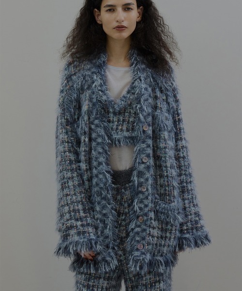 セール】TWEED FRINGE KNIT TOPS（ニット/セーター）｜Ameri（アメリ