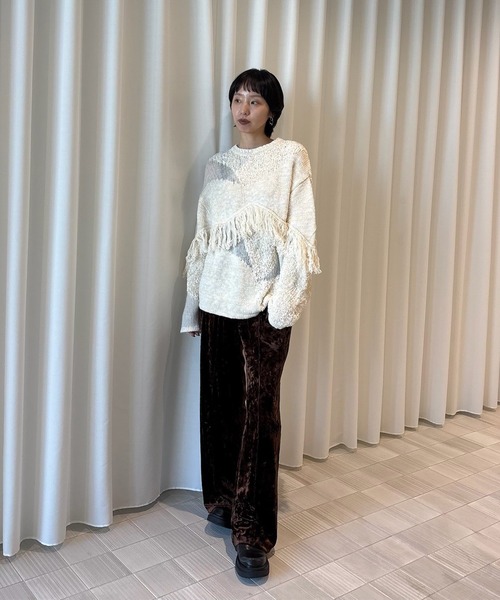 DOCKING PATTERN FRINGE KNIT（ニット/セーター）｜Ameri（アメリ）の