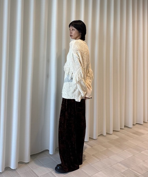 DOCKING PATTERN FRINGE KNIT（ニット/セーター）｜Ameri（アメリ）の
