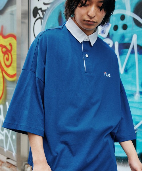 FILA/フィラ ビッグシルエットワンポイント刺繍半袖ラガーシャツ MONO