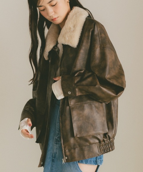 レザージャケット/ファー取り外し可能（ライダースジャケット
