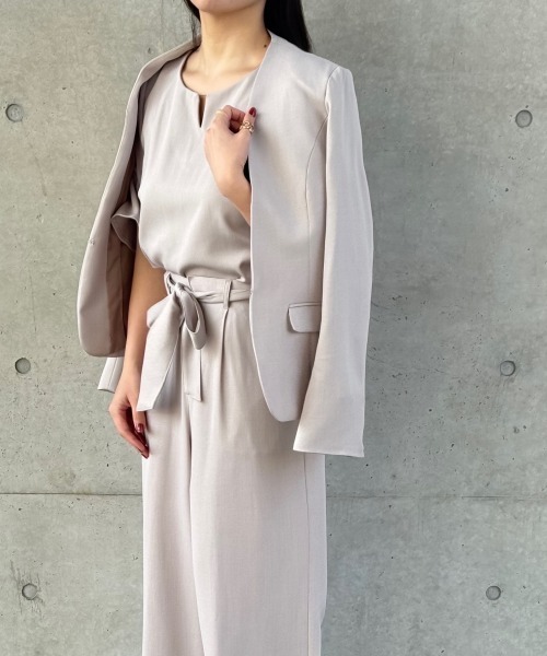 低身長/高身長サイズ有】ドビー素材セットアップパンツスーツ3点