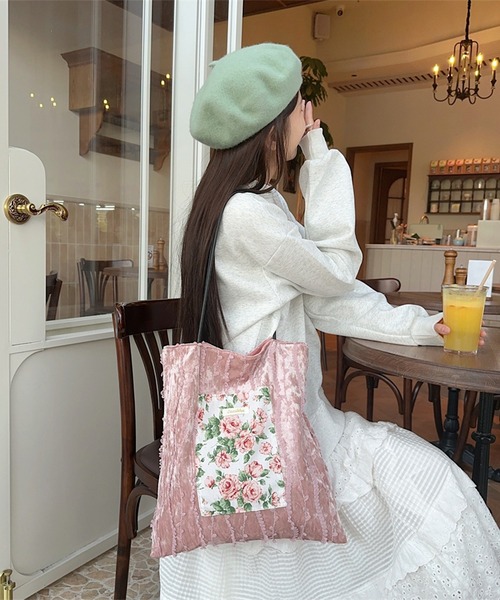 セール】レース刺繍ポケットトートバッグ（トートバッグ）｜aimoha