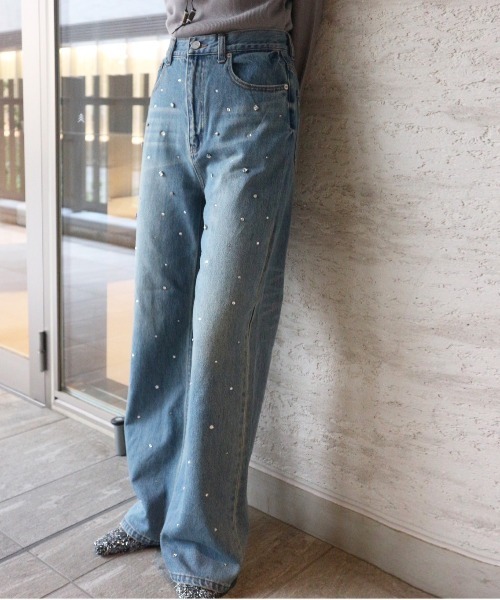 Ameri（アメリ）の「UND BIJOU STRAIGHT DENIM PANTS（デニムパンツ