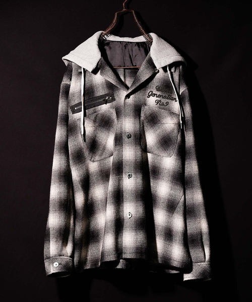 NUMBER (N)INE（ナンバーナイン）の「HOODED NEL CHECK OPEN COLLAR