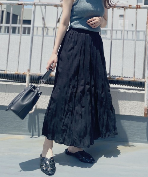 セール】【ZOZO限定】ワッシャープリーツスカート / しわ加工 ロング丈