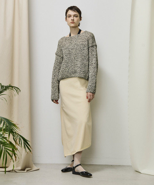 UNFIL アンフィル / double honeycomb mesh sweater コットンシルク