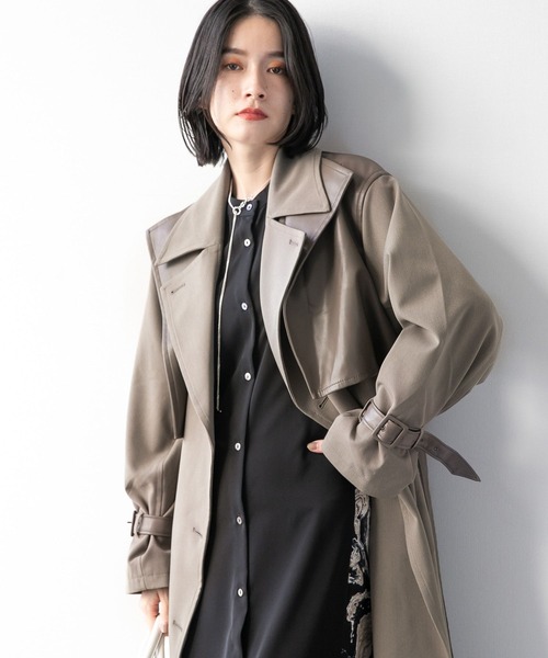 HARE（ハレ）の「フェイクレザーキリカエコート(HARE)（トレンチコート