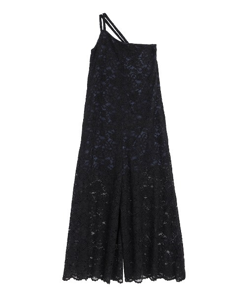 Ameri（アメリ）の「ONE SHOULDER LACE FLARE ROMPERS（サロペット