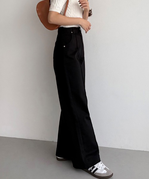 callautia（カラウティア）の「ワイドレッグデニムパンツ（デニム