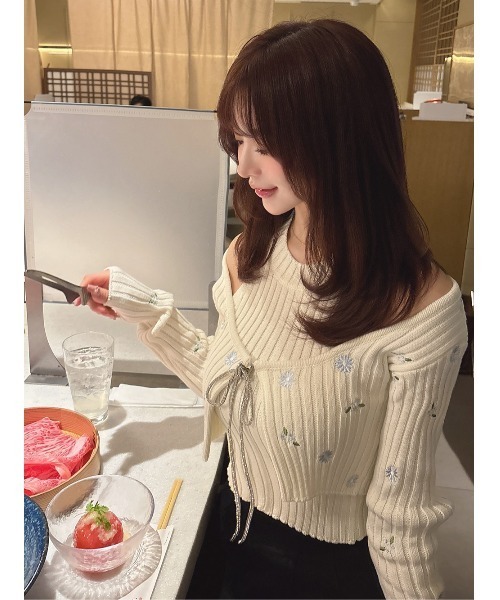 スパークルリボンアンサンブルニットトップス（ニット/セーター