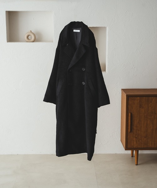 セール】DOUBLE BRESTED SHAGGY MUFFLER COAT / ダブルブレスト