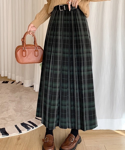 セール】チェック柄ロングプリーツスカート（スカート）｜LAC-VERT