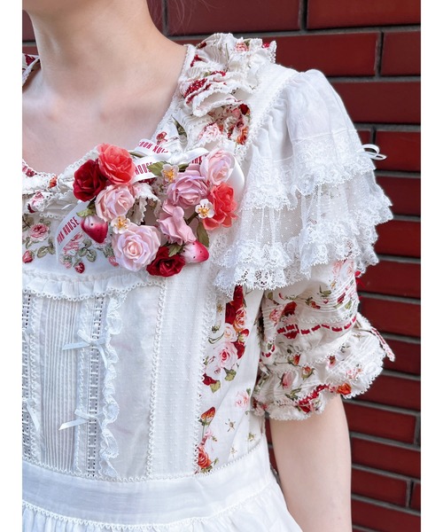 PINK HOUSE（ピンクハウス）の「ローズ刺繍使いタブリエドレス（その他
