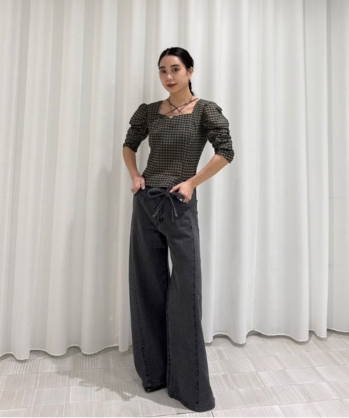 セール】CHECK PUFF SLEEVE TOP（シャツ/ブラウス）｜Ameri（アメリ