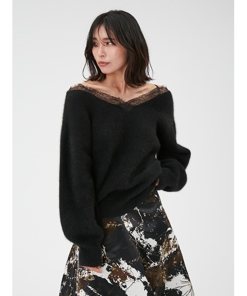 FRAY I.D（フレイアイディー）の「レーストリムラクーンニット（ニット