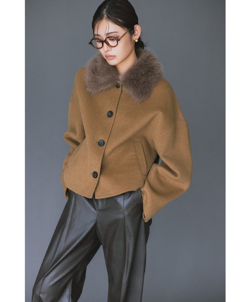 セール】2wayファーカラーリバーショートコート（チェスターコート