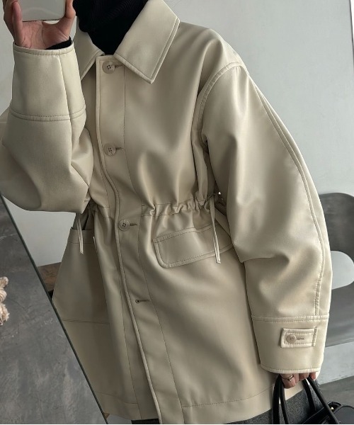 WILLFULLY（ウィルフリー）の「waist gather peplum synthetic leather