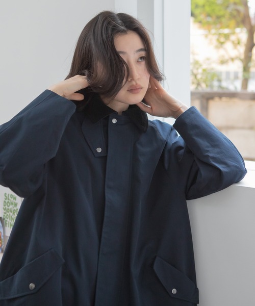 original】3WAYケープ付ロングコート / ステンカラー スタンドカラー