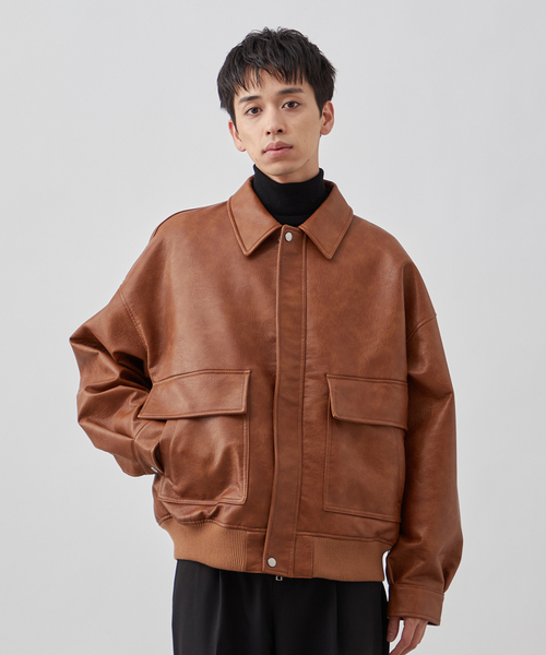 フェイクレザー A2 ブルゾン（ブルゾン）｜B.C STOCK（ベーセー