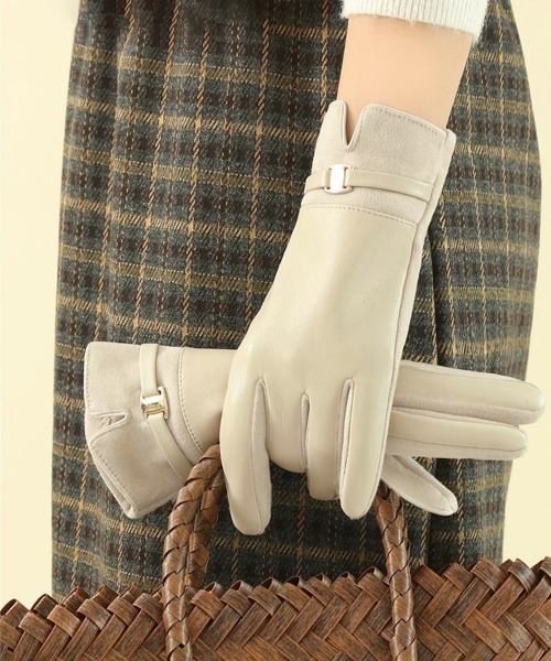 セール】スマホ対応 PUレザー手袋レディース防寒（手袋