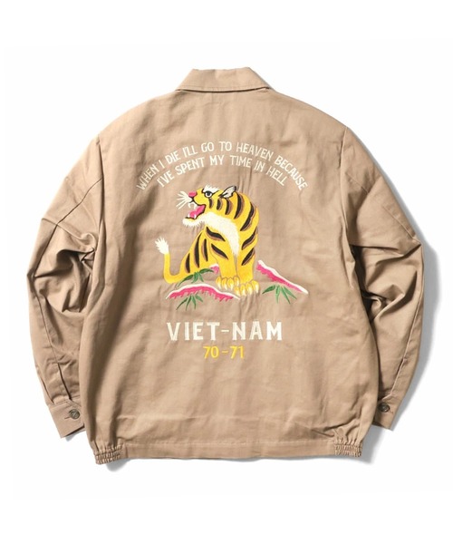26SS新色追加】HOUSTON ヒューストン COTTON VIETNAM JACKET 虎 MAP柄