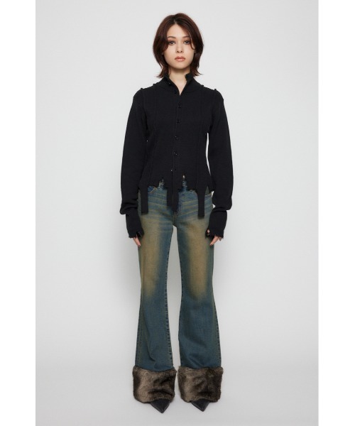 LAGUA GEM（ラグアジェム）の「FAUX FUR フレアデニム（デニムパンツ