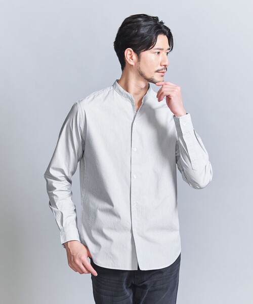 WEB限定 WARDROBE SMART】コットン バンドカラー スキッパー シャツ