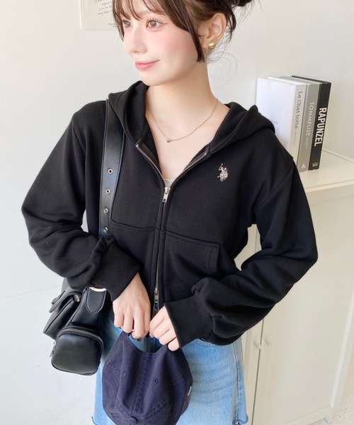 セール】U.S.POLO ASSN.ワンポイント刺繍ダブルジップショートパーカー