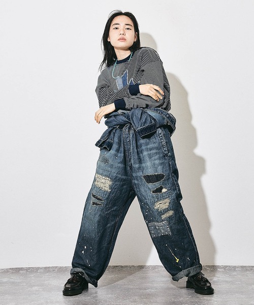 TOBILA（トビラ）の「デニムリメイク加工オールインワン（つなぎ