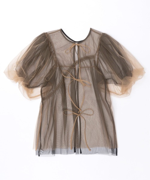 2way Tulle Puff Sleeve Tops/2WAYチュールパフスリーブトップス