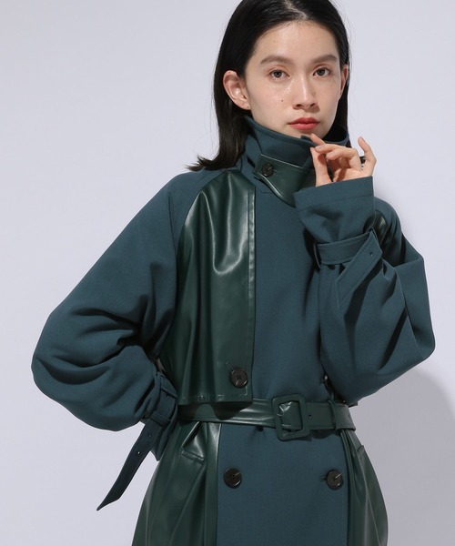 HARE（ハレ）の「フェイクレザーキリカエロングコート(HARE)（トレンチ