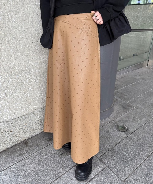 DOT FLOCKY LEATHER SKIRT（スカート）｜Ameri（アメリ）の