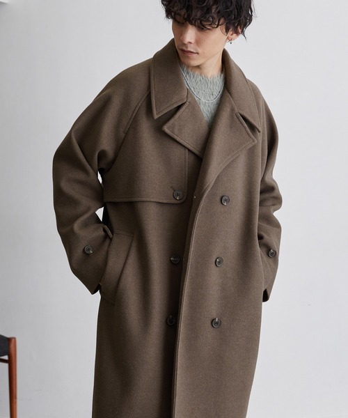 オーバーサイズ メルトンラグランスリーブロングトレンチコート MONO