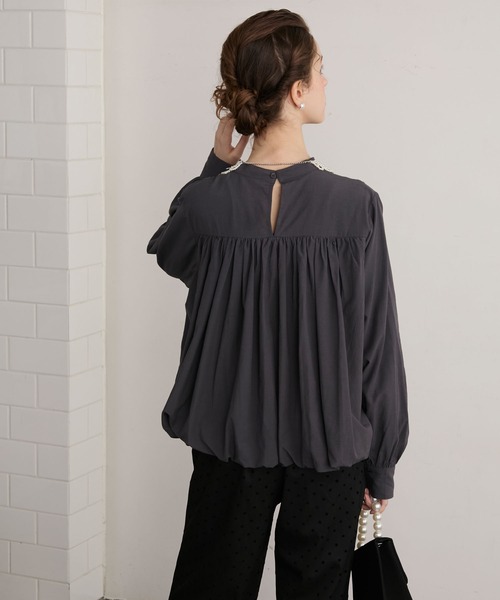 セール】【BONLECILL noir】2wayビッグリボンバルーンギャザーブラウス