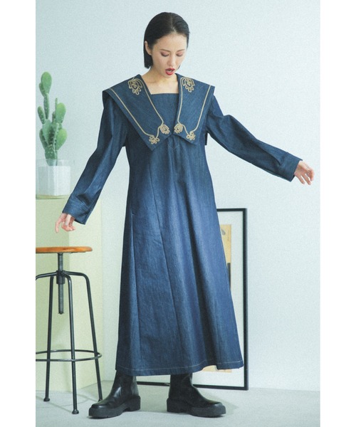 ROSE BUD（ローズバッド）の「BIGカラー刺繍ワンピース（ワンピース