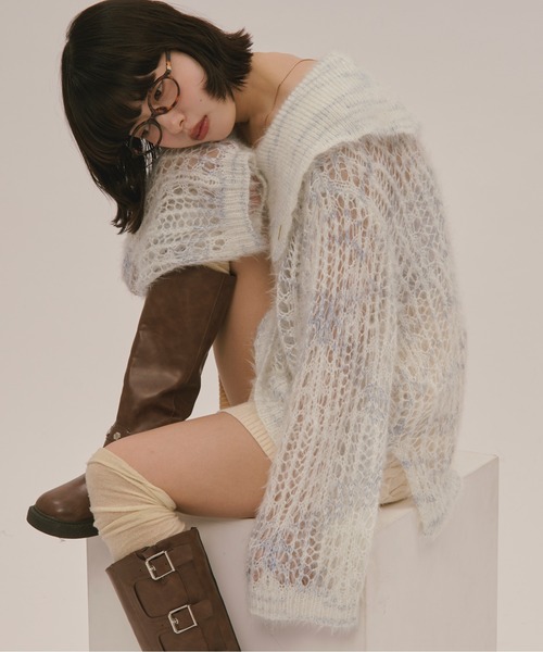 loin nuit（ロワンニュイ）の「sheer collar knit / シアーカラー